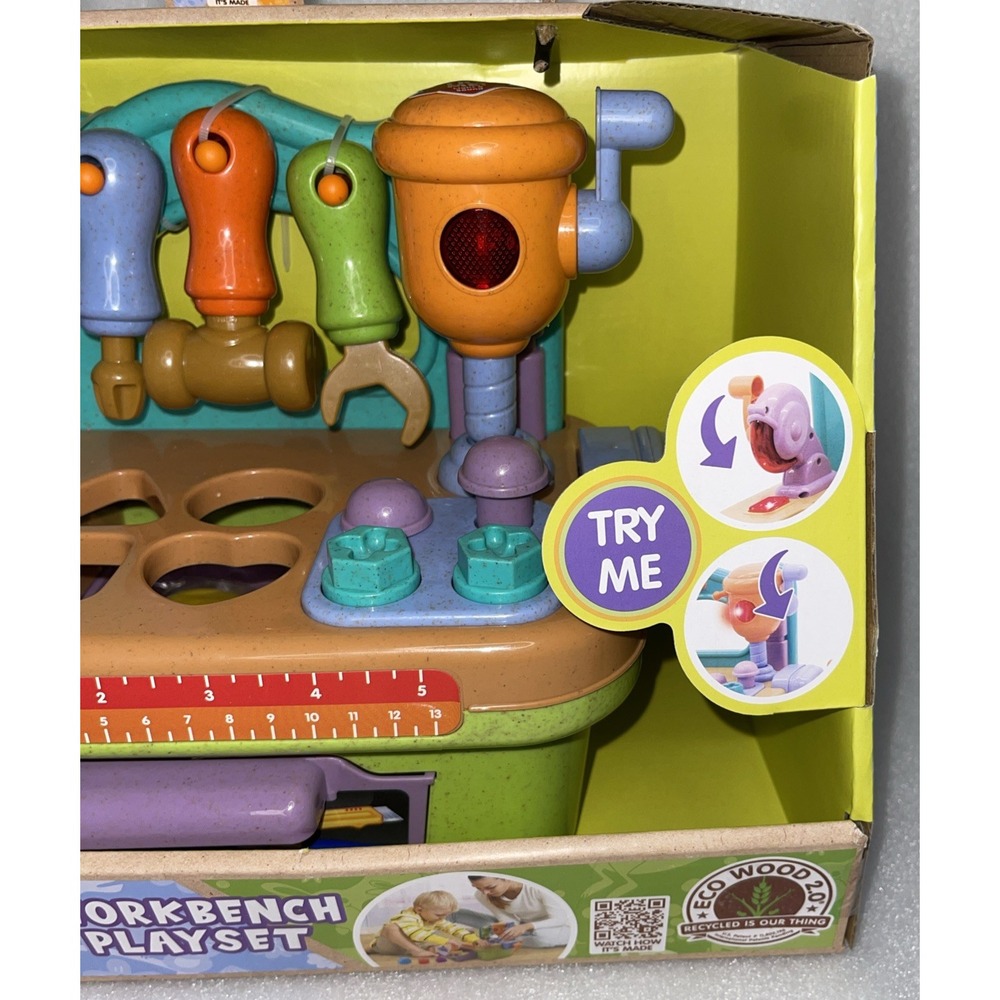 Roo Crew Light & Sound Workbench Playset Eco Wood 2.0 Raw Materials Combined NEW - Picture 4 of 13